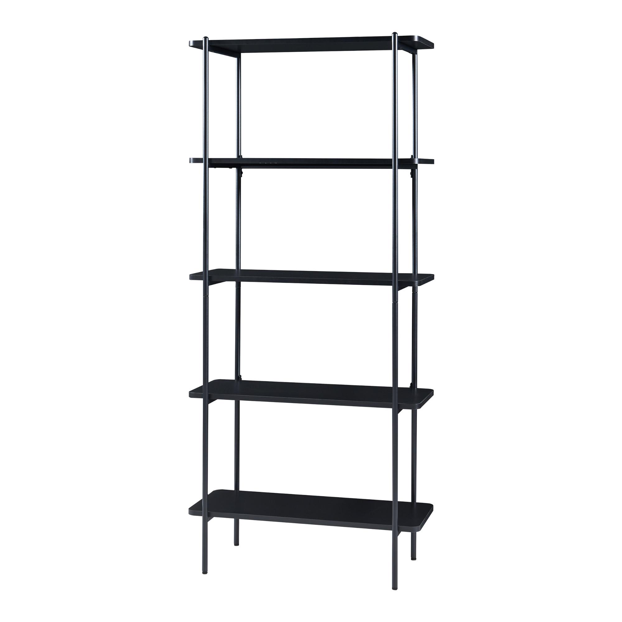 STANDREGAL Samnanger - Schwarz, Holzwerkstoff/Metall (80/180/34cm) - [en.casa]