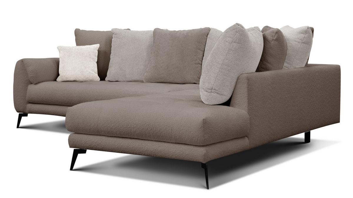 ECKSOFA CALME 5-Sitzer, beige und écru - Beige/Schwarz, Holz/Textil (294/229cm) - Wozimo