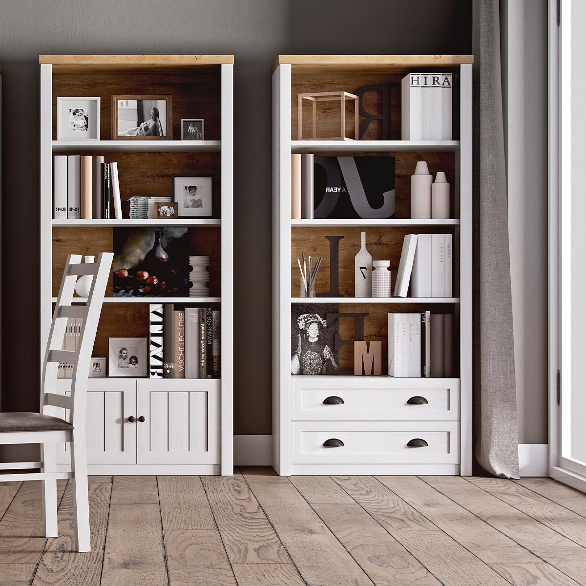 BÜCHERREGAL Léandre Weiß und Holz - Weiß, Holzwerkstoff (90.2/198.1/43.3cm) - Petits-meubles