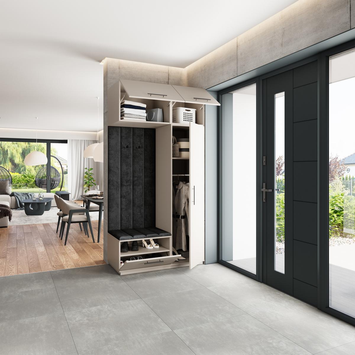 GARDEROBENSCHRANK REMA 120/240/60 cm Modern Kaschmir - Kaschmir/Schwarz, Holzwerkstoff (120/240/60cm) - MASSENO