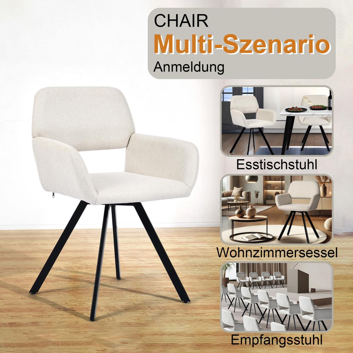 ARMLEHNSTUHL-SET 4 Stück beige - Beige, Holzwerkstoff/Textil (57/82/53cm) - Urban Meuble