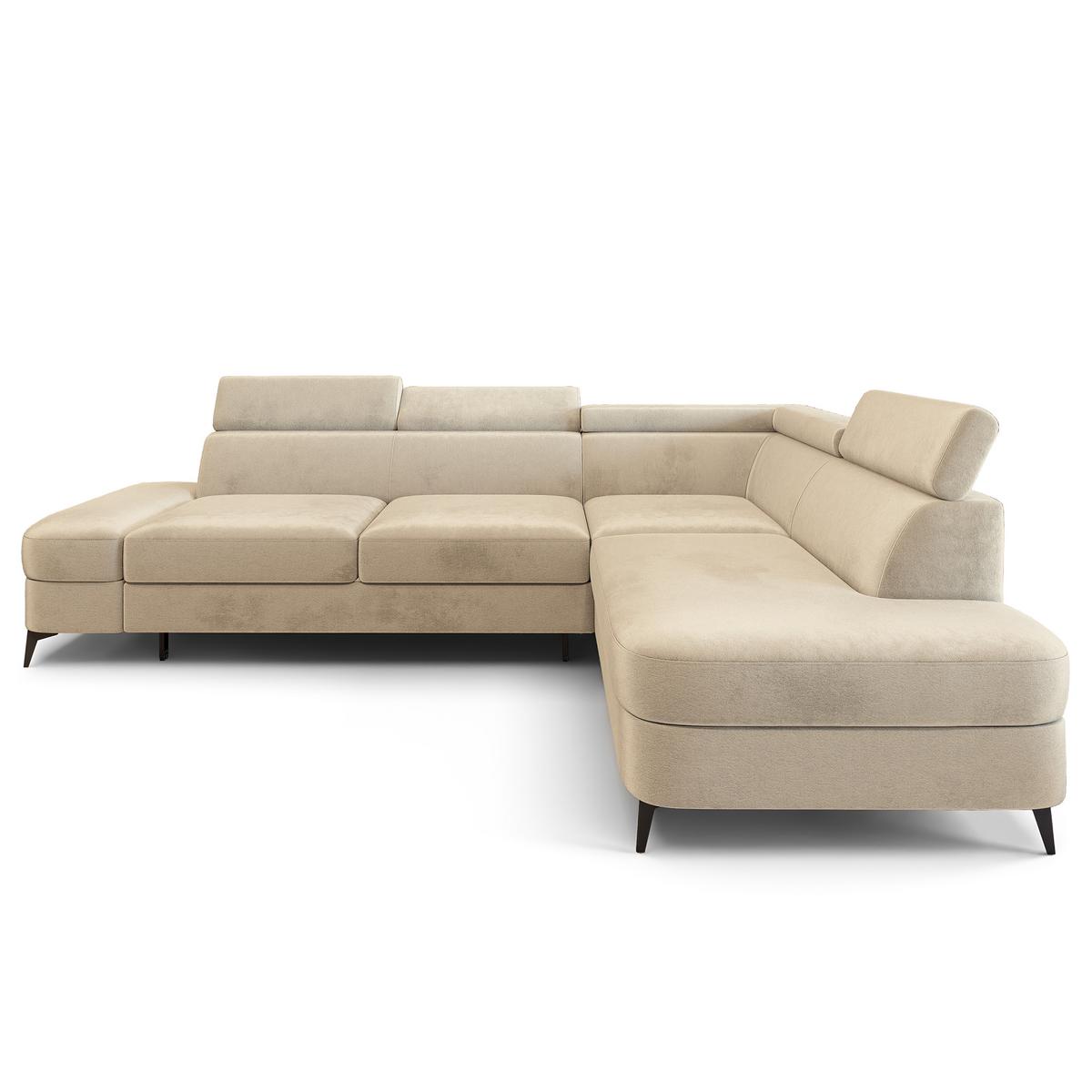 ECKSOFA AVISE M R-S Creme Velours-Stoff mit Schlaffunktion - Creme, Holzwerkstoff/Textil (268/195cm) - MASSENO