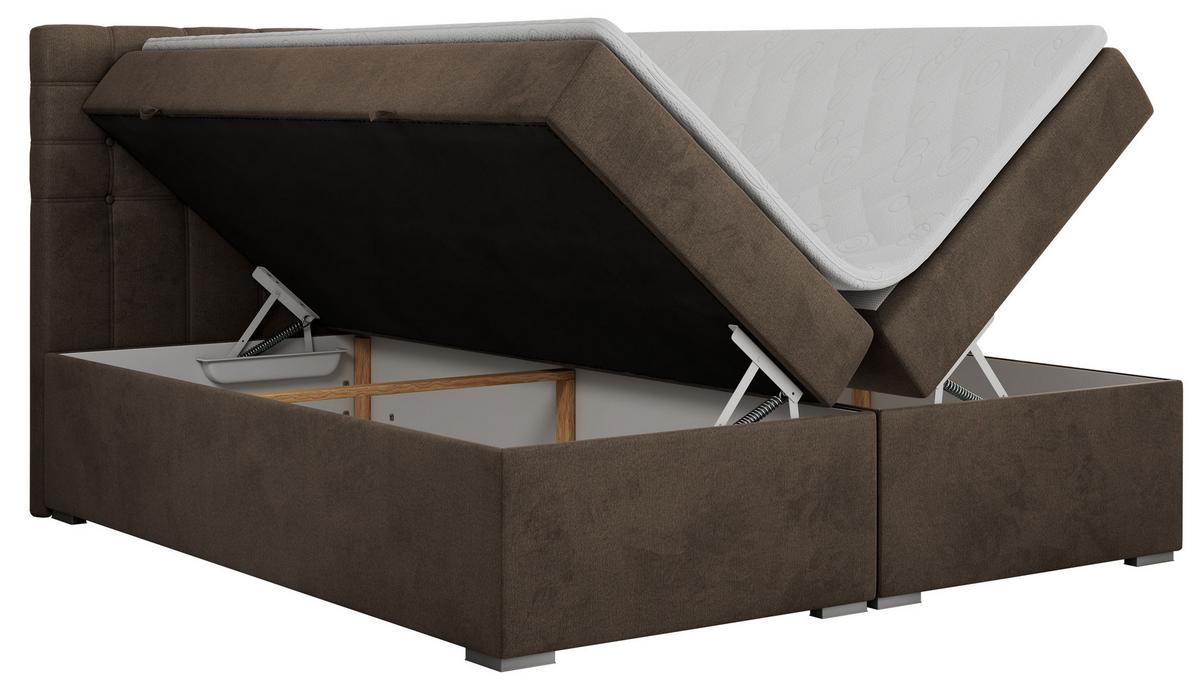 BOXBETT SUSAN 160/200 Braun Velvet - H4 - Braun, Holz/Textil (160/200cm) - MKS