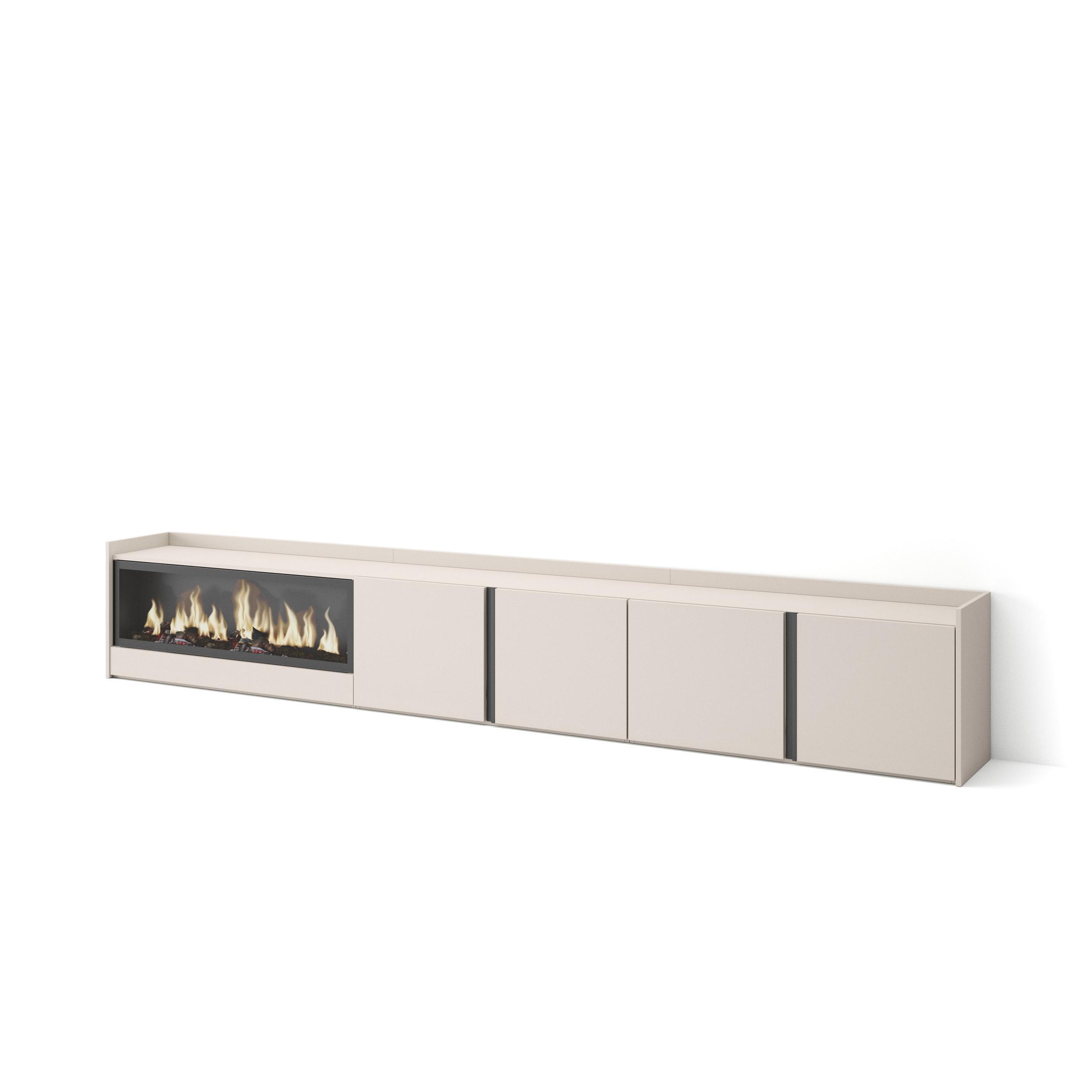 LOWBOARD, Beige, 315/35/50cm, Kamin mit Feuereffekt XXL - Beige, Holzwerkstoff (315/50/35cm) - Skraut Home