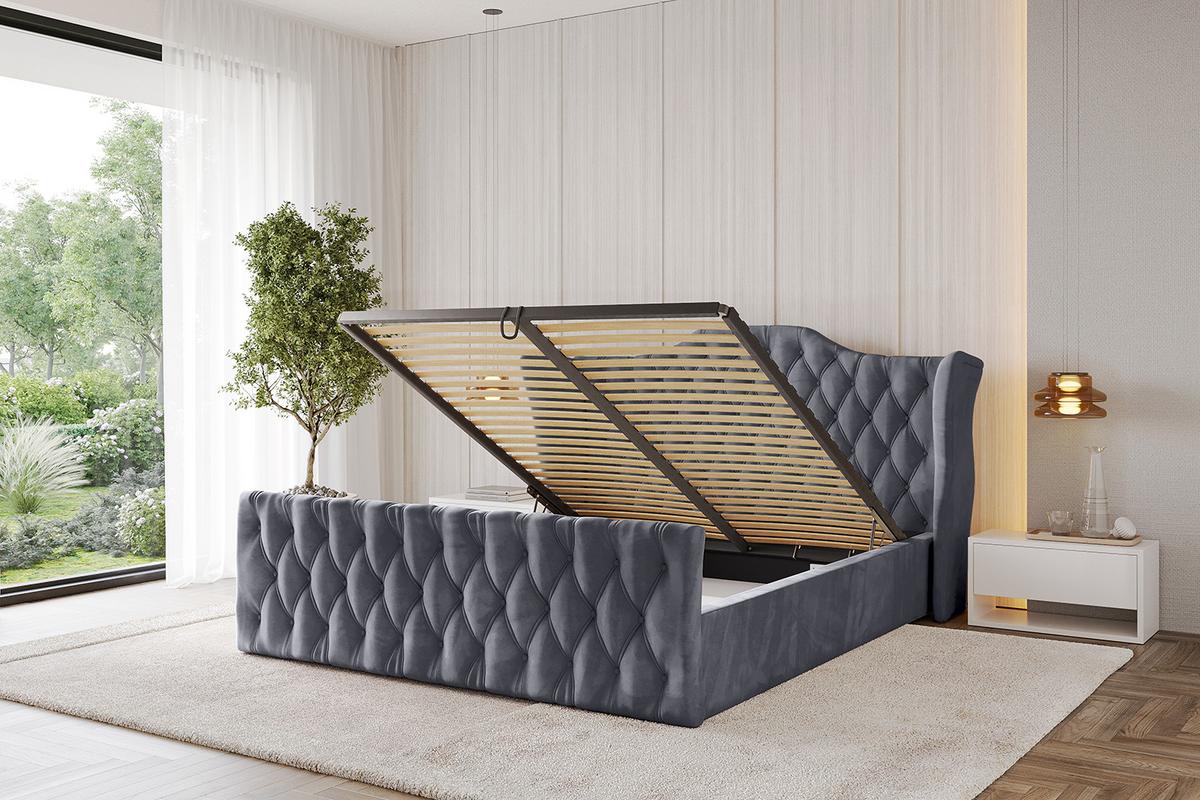 POLSTERBETT mit Bettkasten, Fußteil und Lattenrost, Boxbett mit Matratze H3/H4 - ZORAN-Z 120x200 Dunkelgrau - Dunkelgrau, Holzwerkstoff/Textil (120/200cm) - ALTDECOR