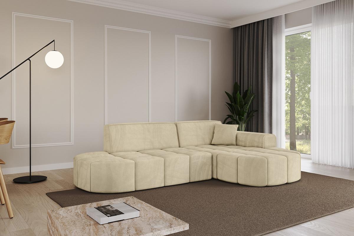 ECKSOFA Ottomane Rechts LIVO-L1 - 252x173x79,5 cm Beige - Beige, Holzwerkstoff/Textil (252/173cm) - ALTDECOR
