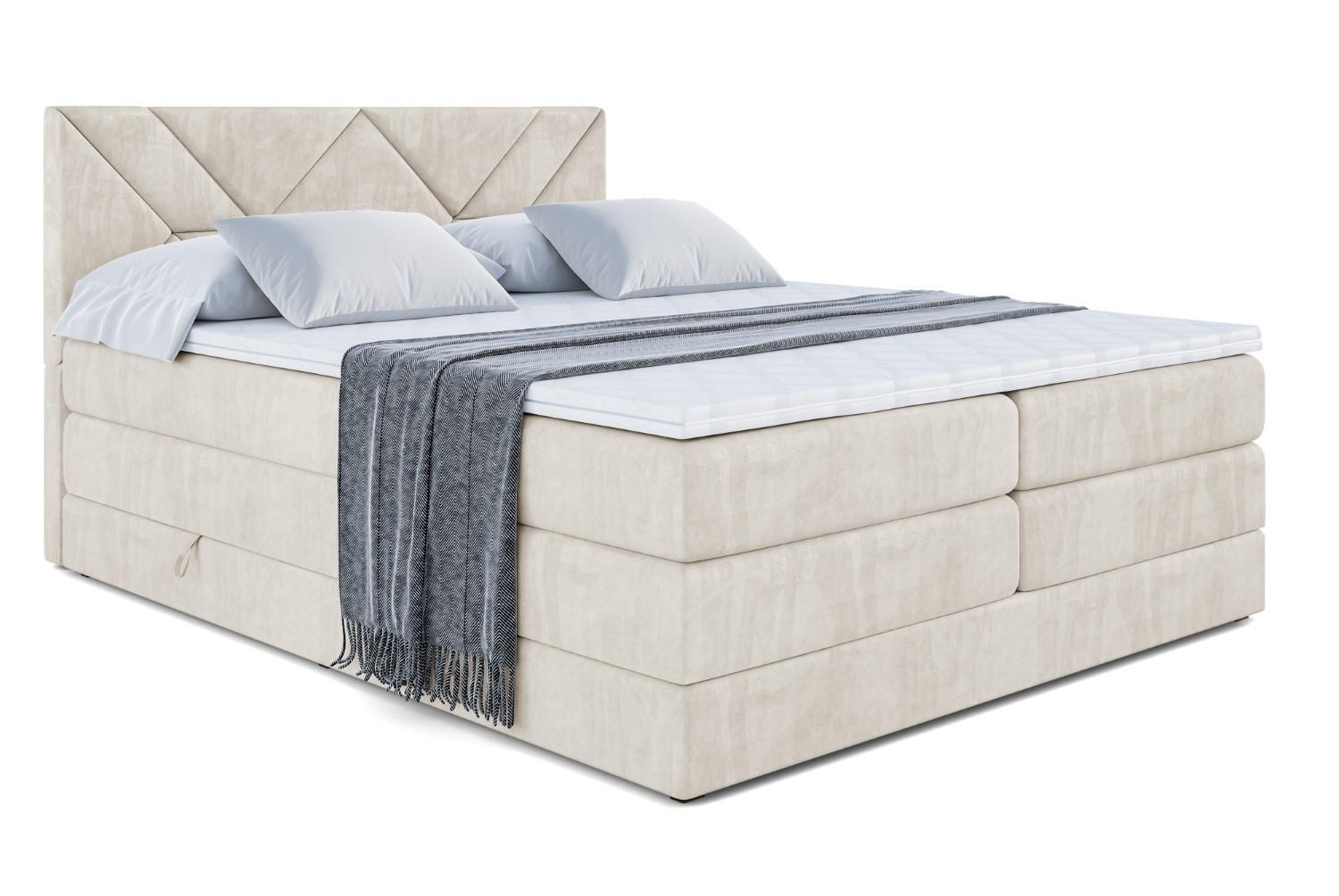 BOXSPRINGBETT BARWA KING - 180x200 - H3/H4 - Creme - Creme, Holzwerkstoff (180/200cm) - ALTDECOR