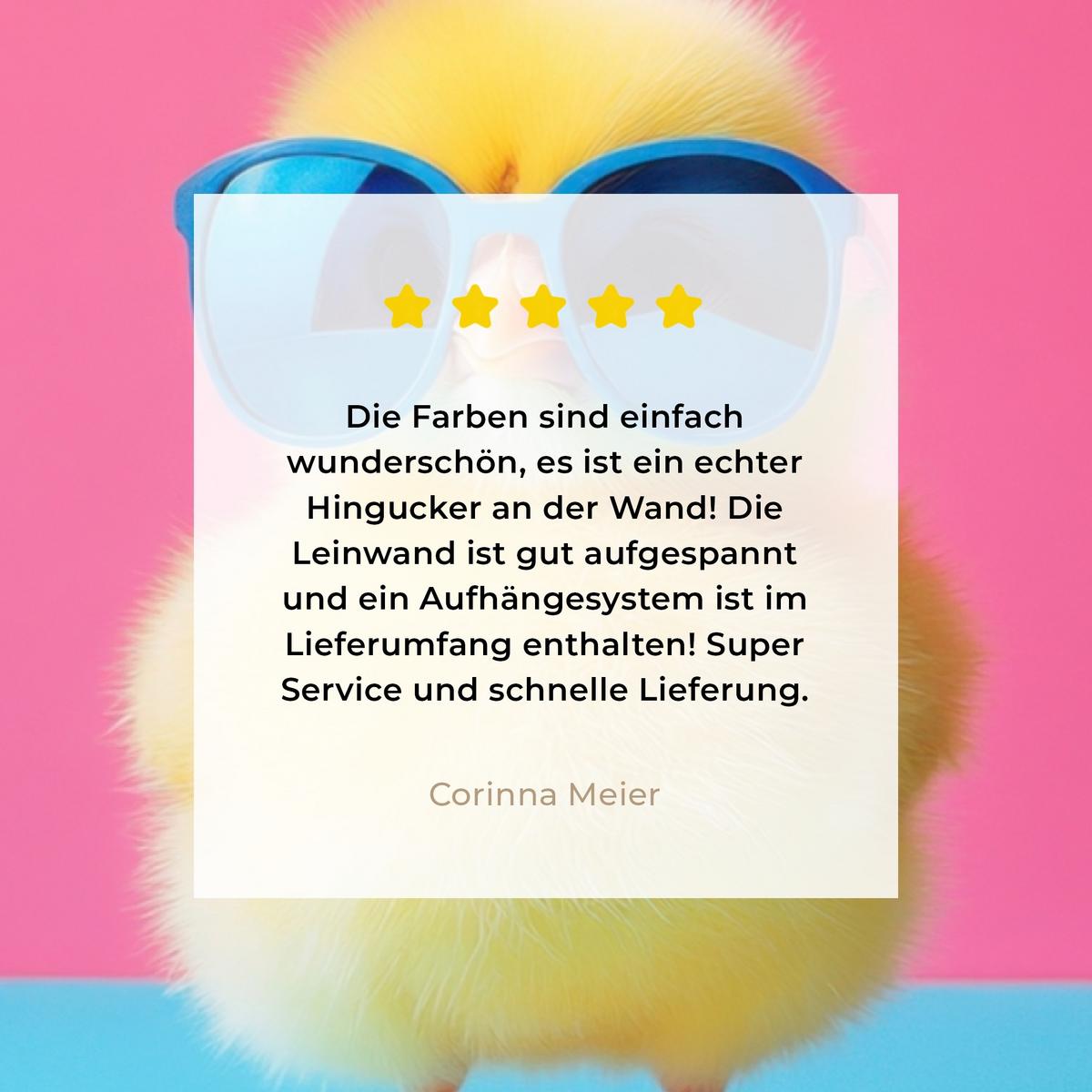 LEINWANDBILD Chick - Sonnenbrille - Blau Wandbilder 80x60 cm - Pink/Gelb, Textil (80/60cm) - MuchoWow