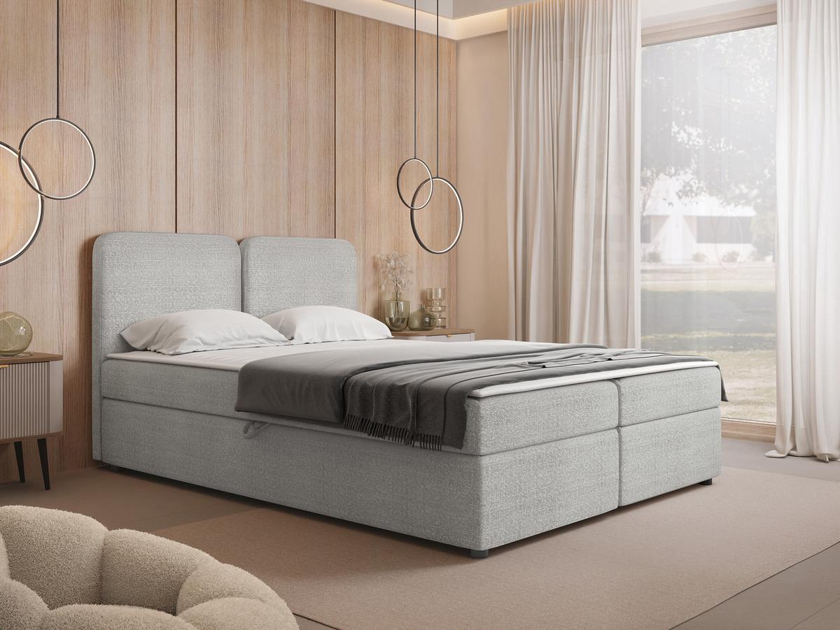 BOXBETT Boho - H3 - Hellgrau/Schwarz, Holz/Holzwerkstoff (160/200cm) - MIRJAN24