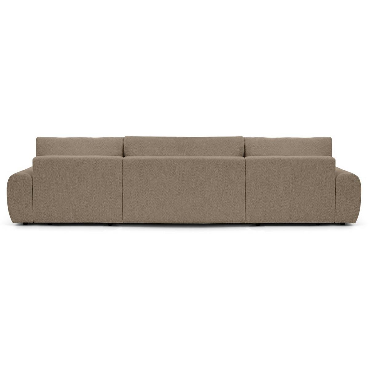 WOHNLANDSCHAFT Oliver mit Schlaffunktion, Dunkelbeige, Bouclé-Stoff - Schwarz/Cappuccino, Holzwerkstoff (355/87/160cm) - Beautysofa