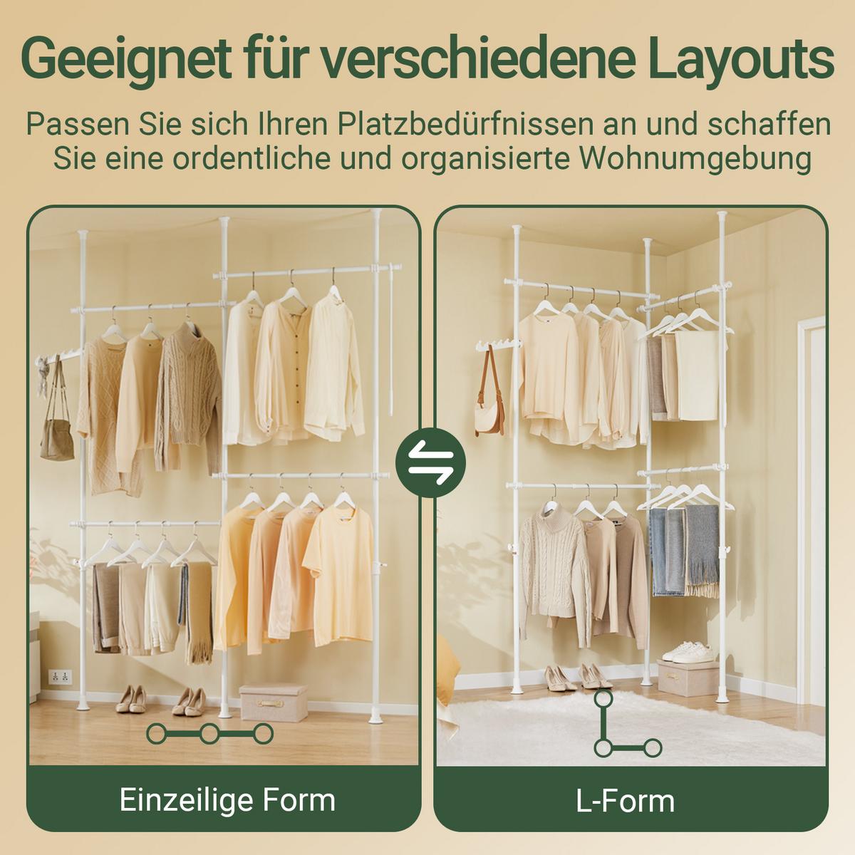 TELESKOP-KLEIDERSTÄNDER Weiß - Weiß, Kunststoff (226/295/3cm) - SoBuy