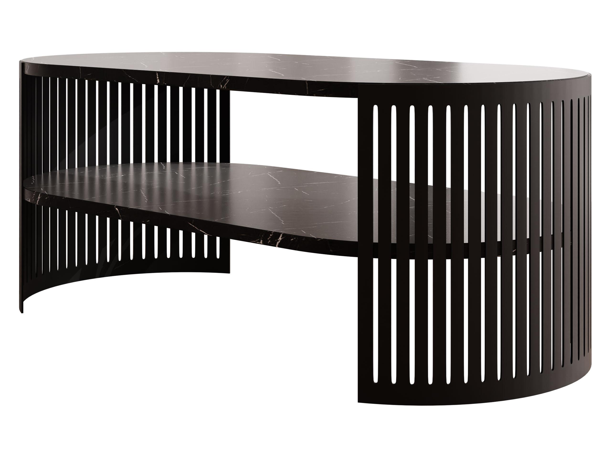 COUCHTISCH Fikoli Oval I - Multicolor/Schwarz, Holzwerkstoff/Metall (100/50/40cm) - MIRJAN24