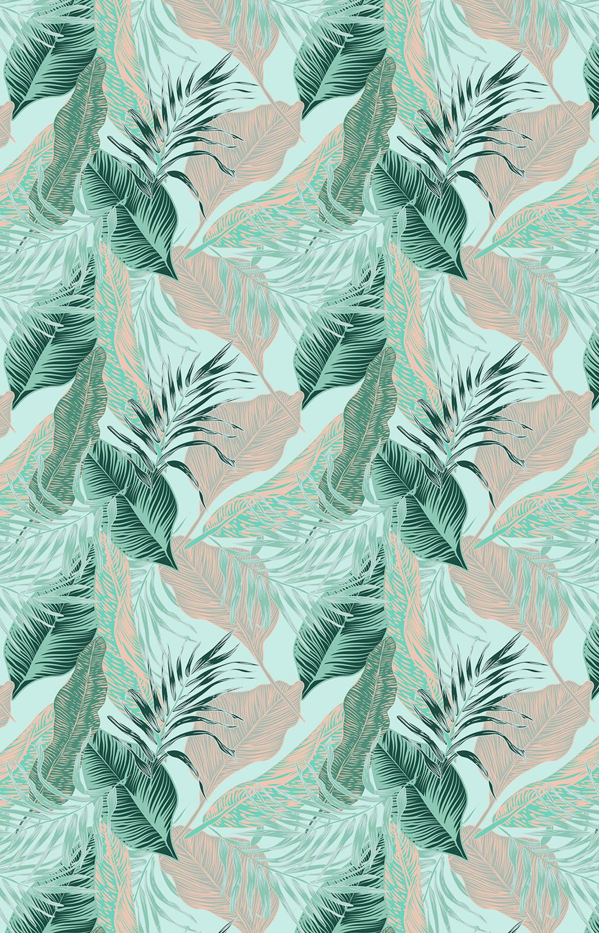 VERDUNKELUNGSROLLO 90x140 cm Tropische Blätter - Blau, Textil (90/140cm) - TULUP