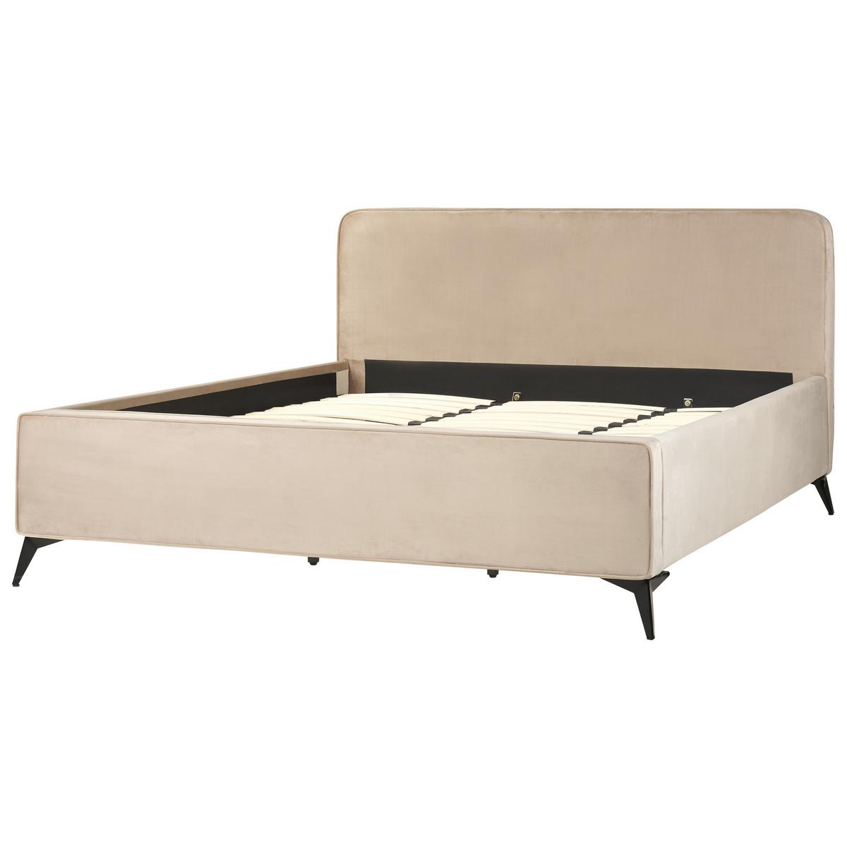 POLSTERBETT mit Lattenrost 180x200 cm Beige Valognes - Taupe, Textil (180/200cm) - Beliani