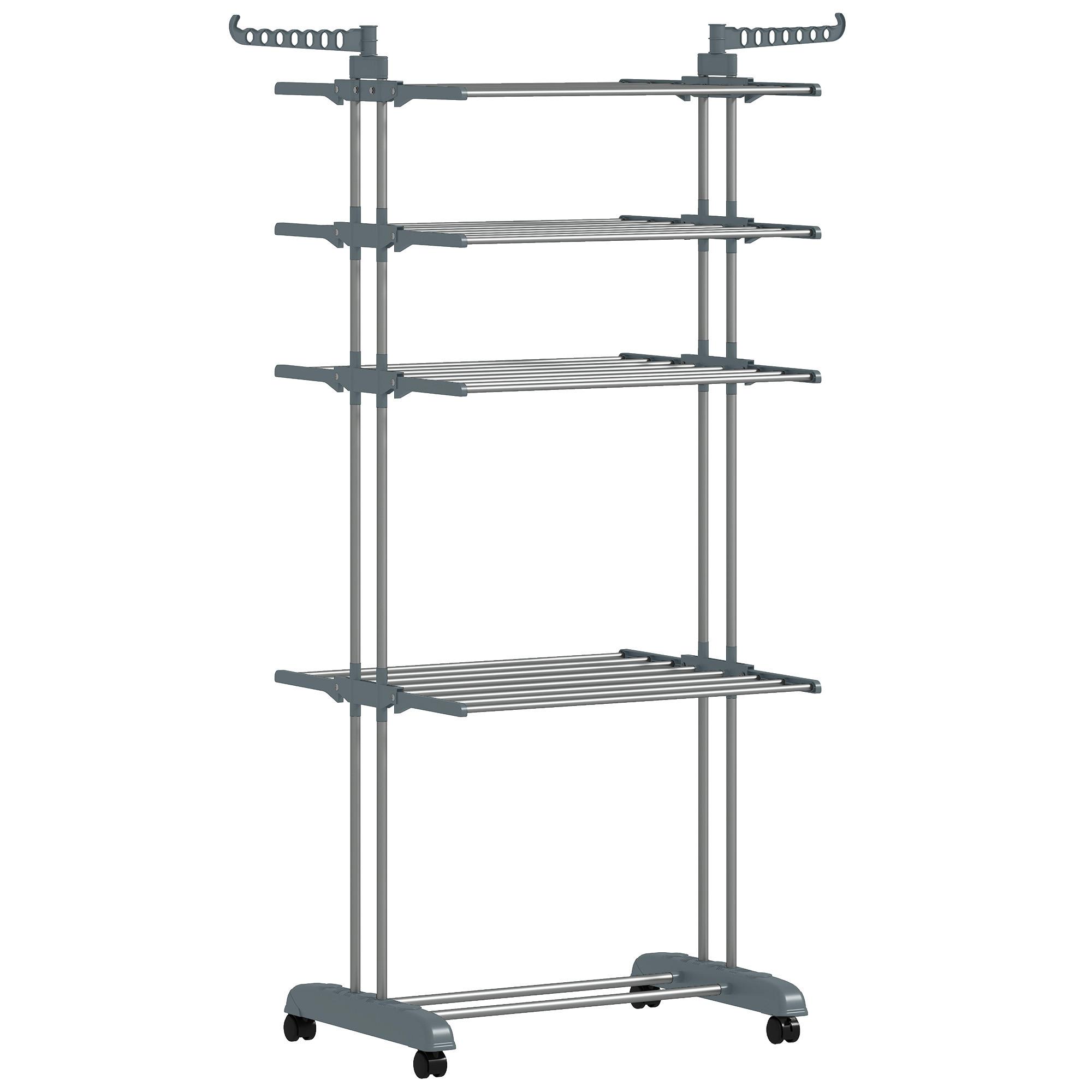 WÄSCHESTÄNDER Plastic Stahl Grau - Grau, Kunststoff/Metall (64/172/73cm) - HOMCOM