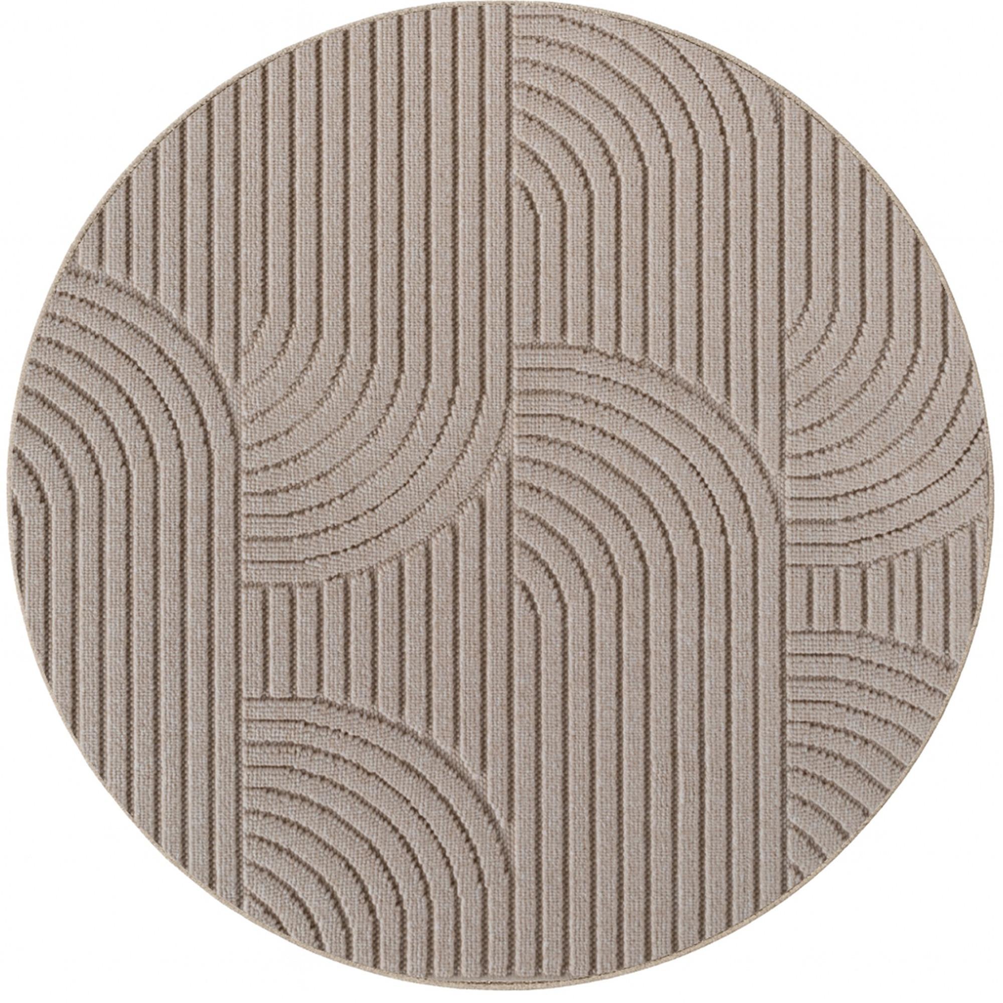 TEPPICH Flachgewebe LANGAU in Beige, mit geometrischen Bögen, Ø 80 cm - Beige, Textil (80/80cm) - KADIMA DESIGN