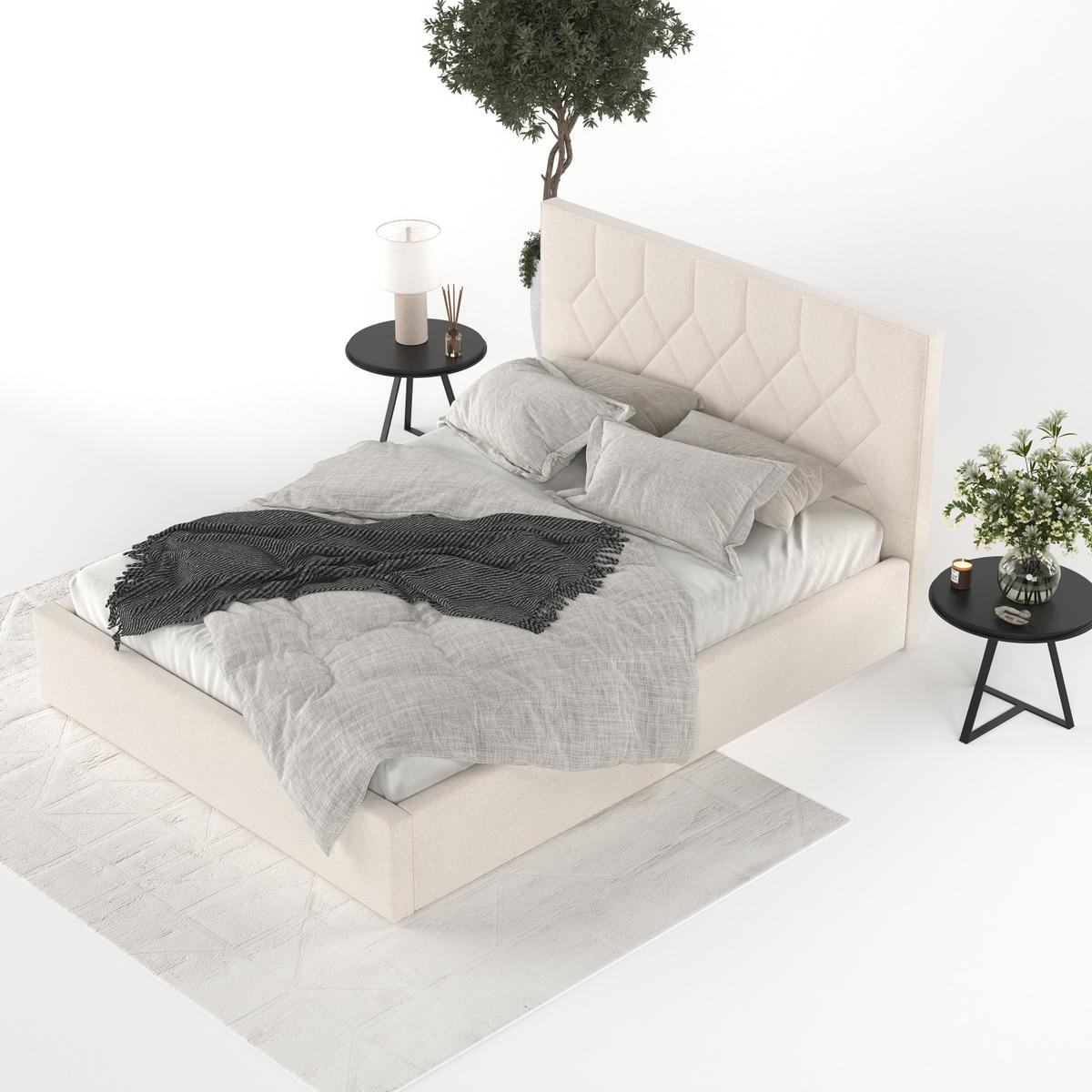 POLSTERBETT Brisa 140/200 cm Ecru im Asti Stoff - Ecru/Schwarz, Holz/Holzwerkstoff (140/200cm) - AltaBeds