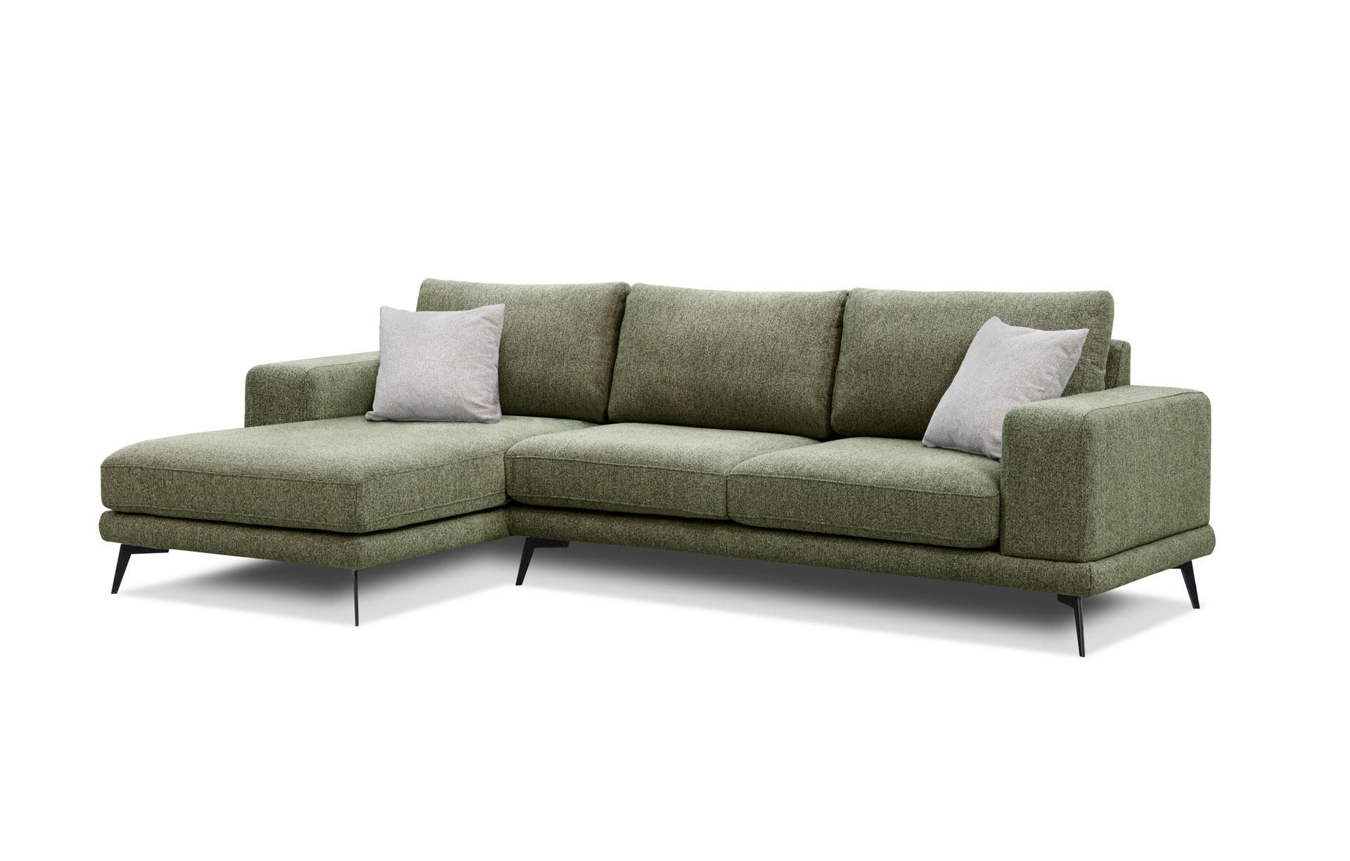 ECKSOFA MEDIOLANE 5-Sitzer, olivgrün - Olivgrün, Holzwerkstoff/Textil (158/282cm) - Wozimo