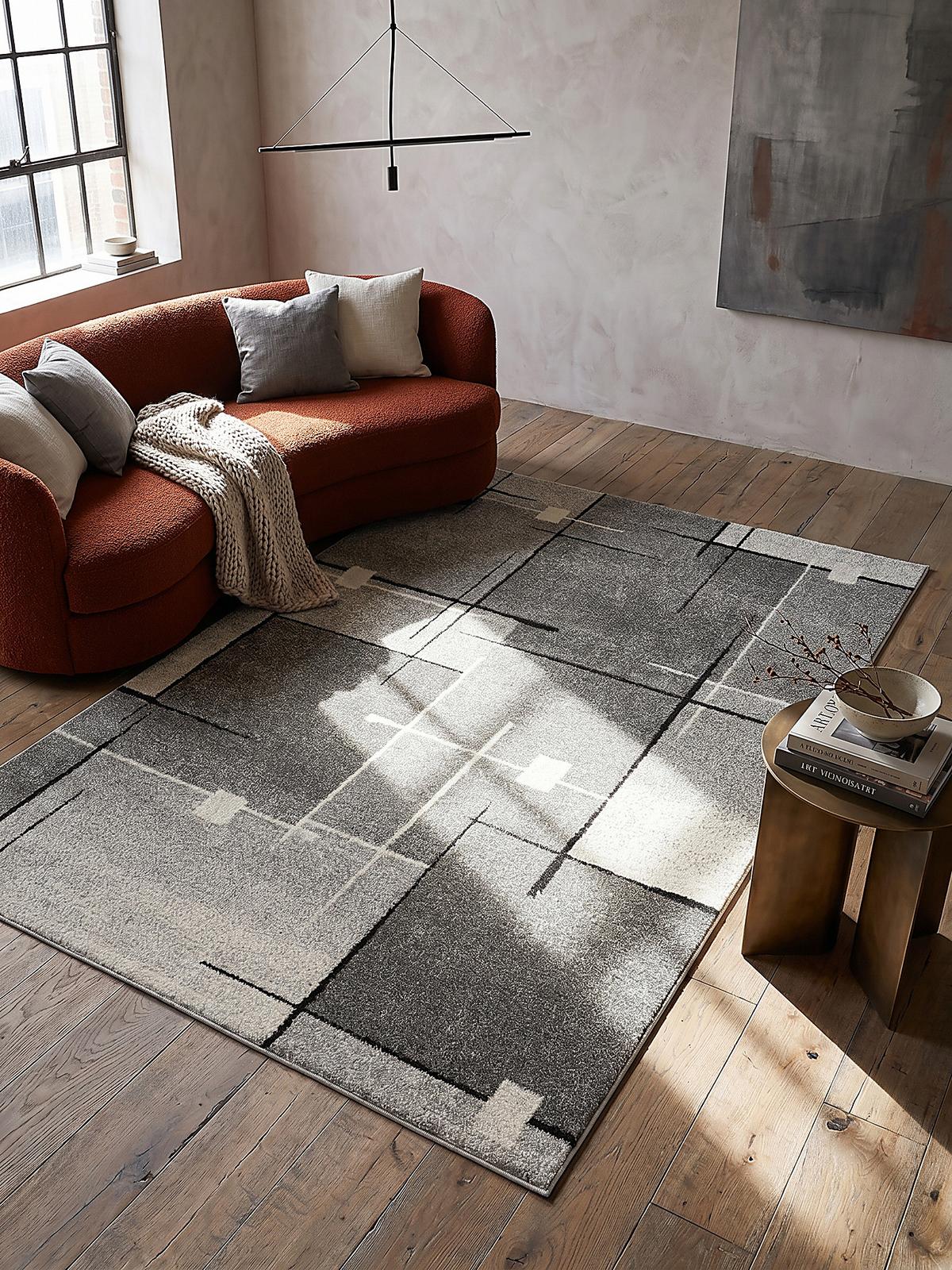 TEPPICH Niederflor Patchwork THUR Polypropylen Grau 80 x 140 cm - Grau, Textil (240/330cm) - KADIMA DESIGN