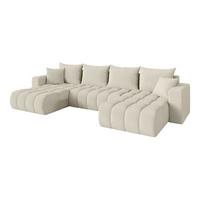 WOHNLANDSCHAFT mit Schlaffunktion und Bettkasten MILA-U-v1 378x194x86 Beige Bouclé - Sandfarben/Beige, Holzwerkstoff/Kunststoff (378/86/194cm) - ALTDECOR