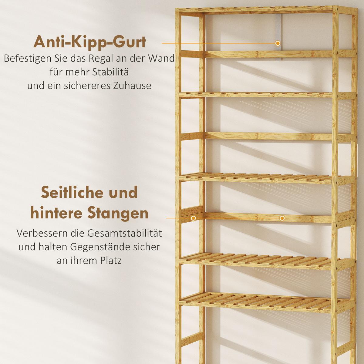 STANDREGAL Bambus Naturholz - Naturfarben, Holz/Bambusholz (26/161/60cm) - HOMCOM