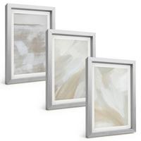 BILDER SET 3er Set - 20x30 cm Silberner Rahmen - Abstrakte Pinselstriche - Silberfarben, Kunststoff (20/30cm) - TULUP