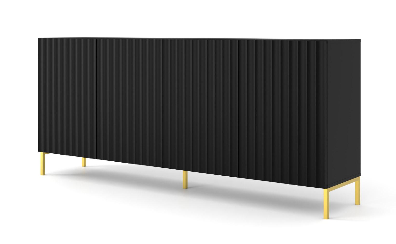KOMMODE Schwarz, Gold 200/87/42 - Schwarz, Holzwerkstoff (200/87/42cm) - RAUMHIRSCH FURNITURE