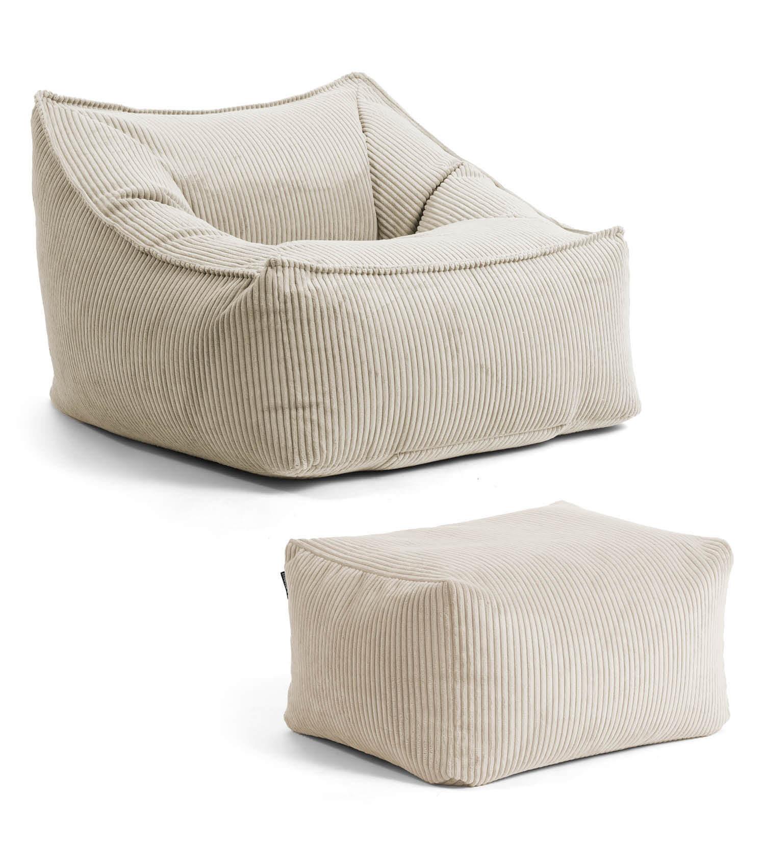 SITZSACK Cord Snug mit Hocker - Beige, Textil (80/60/83cm) - Mokebo