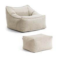 SITZSACK Cord Snug mit Hocker - Beige, Textil (80/60/83cm) - Mokebo