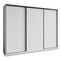 SCHWEBETÜRENSCHRANK NISSE 250/205/60 cm 3-türig mit Schubladen Weiß - Schwarz/Weiß, Holzwerkstoff (250/205/60cm) - MASSENO