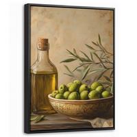 LEINWAND Bilder mit Rahmen - Oliven - Stilleben - Vintage - 30x40 - Olivgrün, Textil (30/40cm) - MuchoWow