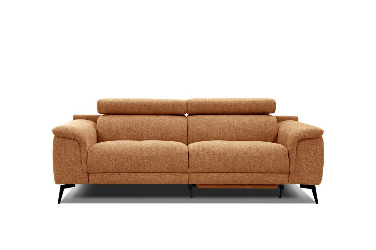 RELAXSOFA FIERO 3-Sitzer mit 1 Relaxfunktion, orange - Schwarz/Orange, Holzwerkstoff/Textil (212/82/103cm) - Wozimo