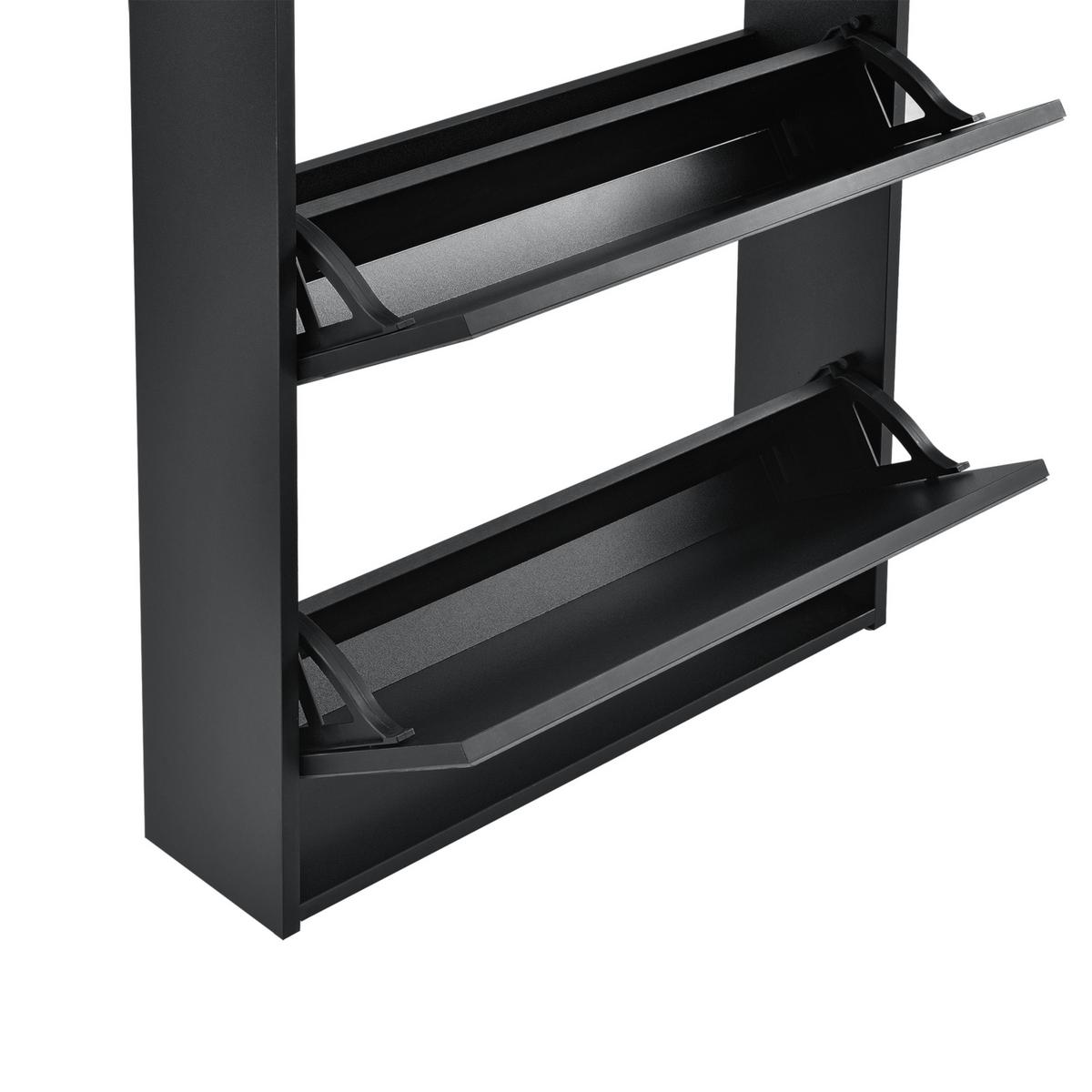 SCHUHKIPPER Vogar - Schwarz, Holzwerkstoff (63/67/17cm) - [en.casa]