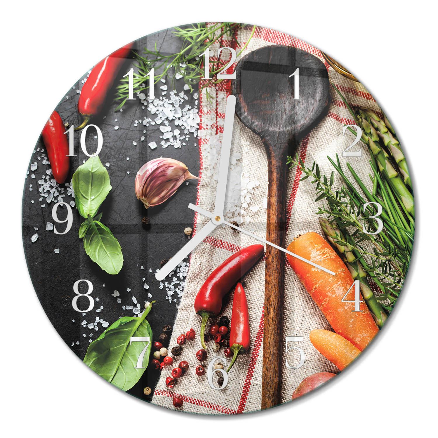 WANDUHR aus Glas Ø30 cm - Gewürze - Multicolor, Glas (30/30/0.4cm) - TULUP