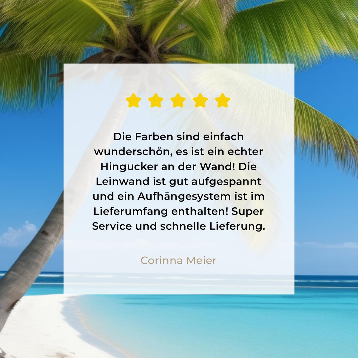 LEINWANDBILD Strand - Palme - Tropisch - Meer Wandbild Wohnzimmer 60x80 cm - Grün, Textil (60/80cm) - MuchoWow