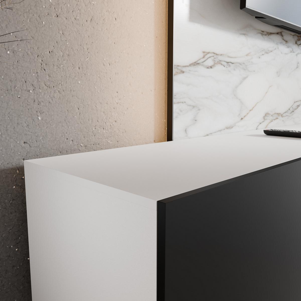 LOWBOARD MIVO 100/41/40 cm, Hängender TV-Schrank Weiß / Schwarz - Schwarz/Weiß, Holzwerkstoff (100/41/40cm) - MASSENO