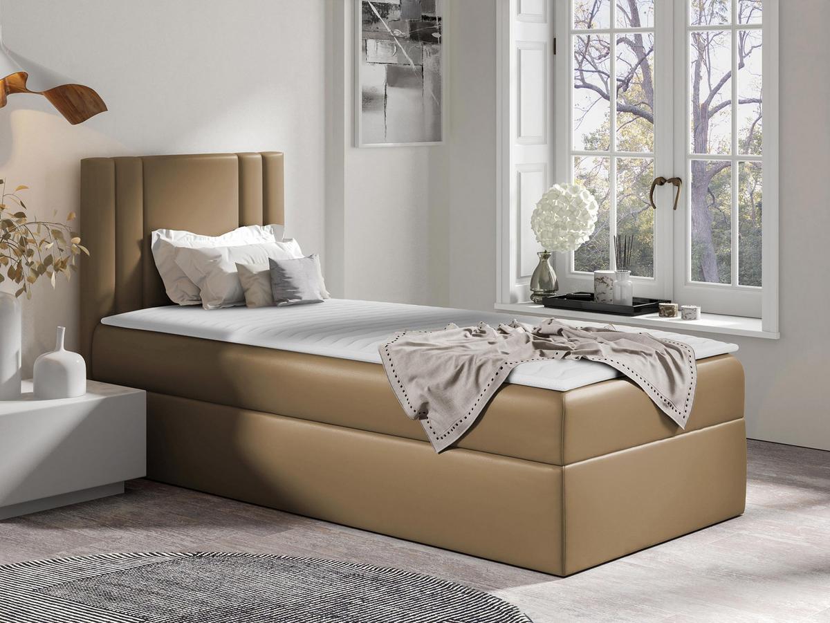 BOXBETT Carmen Mini, Seite zum Öffnen des Bettkastens: Links - H3 - Hellbraun, Holz (80/200cm) - MIRJAN24