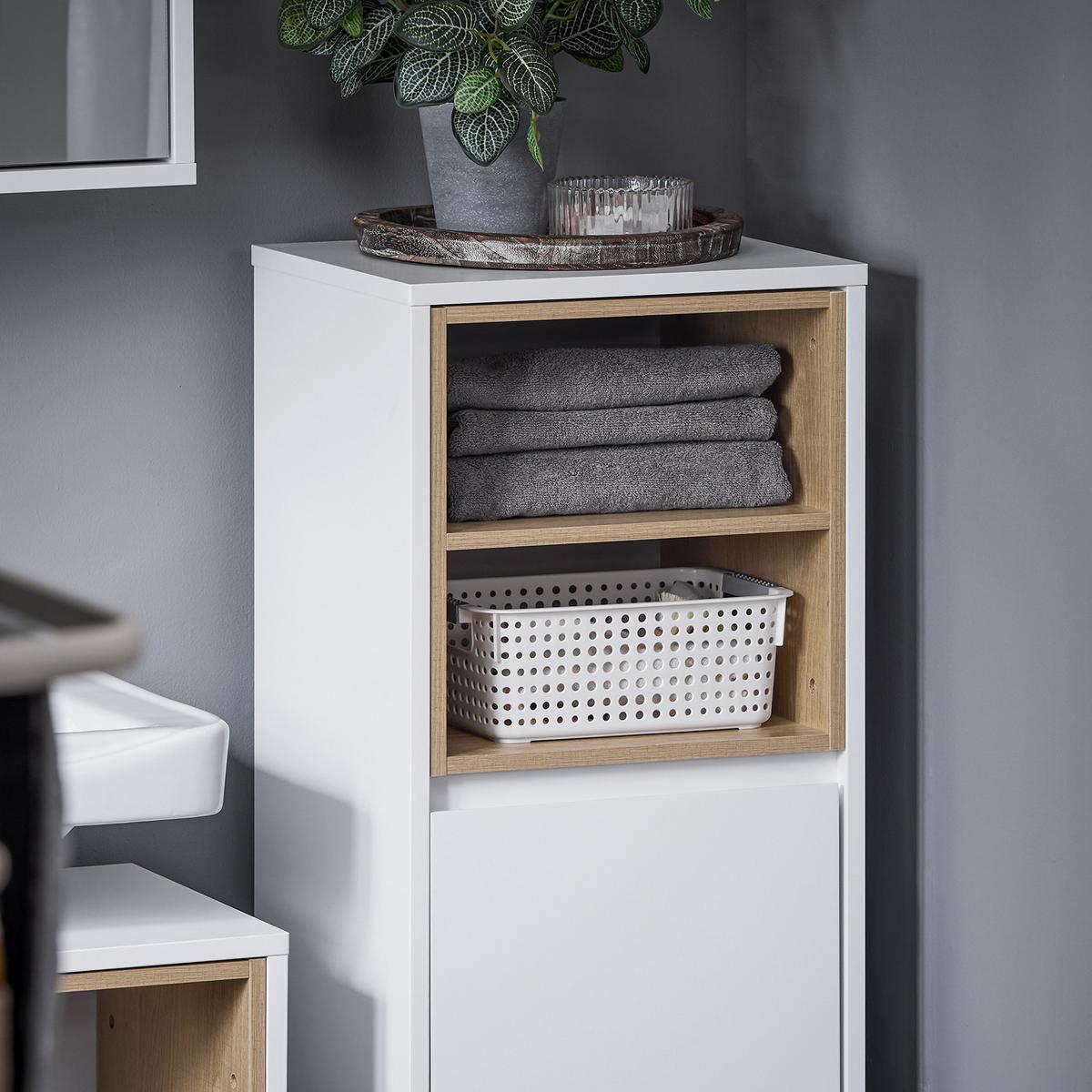 WÄSCHESCHRANK Weiß - Weiß, Holzwerkstoff (35/105/30cm) - SoBuy