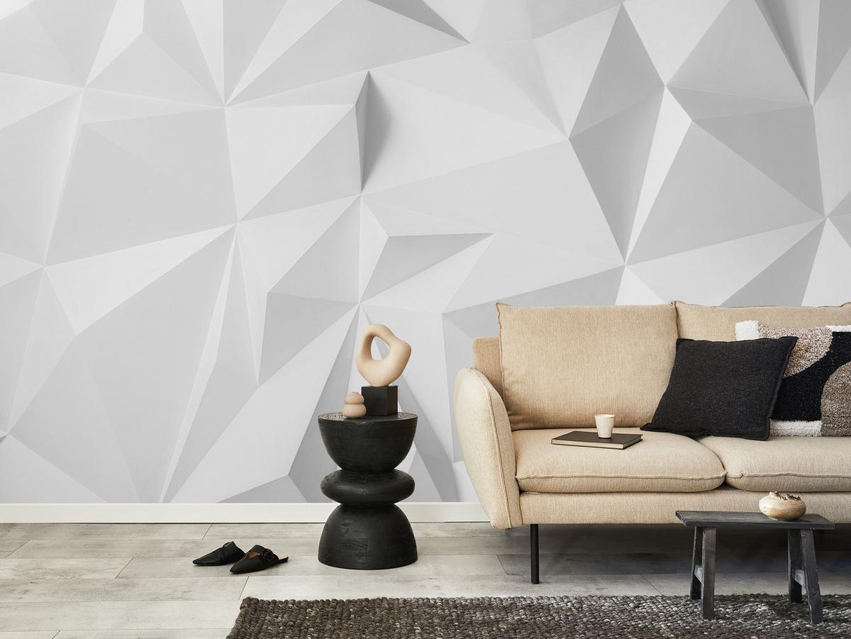FOTOTAPETE für Büro Moderne Räumlich Abstraktion Minimalismus 450x315 - Weiß/Grau, Papier (450/315cm) - Muralo