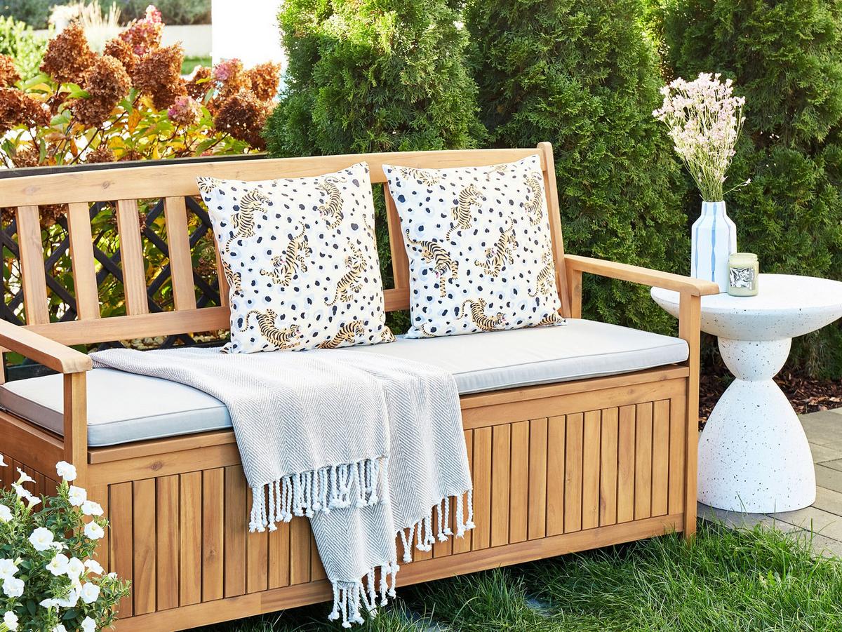 GARTENKISSEN 2er-Set Tigermotiv mehrfarbig 45/45 cm Arenzano - Multicolor, Textil (45/45cm) - Beliani