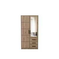 DREHTÜRENSCHRANK FIORA 100/200/57,5 cm 2-türig mit Spiegel Eiche Artisan - Eiche Artisan, Holzwerkstoff (100/200/57.5cm) - MASSENO