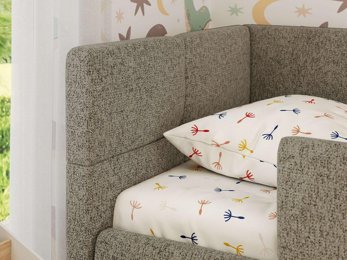 POLSTERBETT ARVO ALTA 90/200 - Dunkelbeige Struktur - Ohne Matratze - Links - Hellbraun, Textil (90/200cm) - MKS