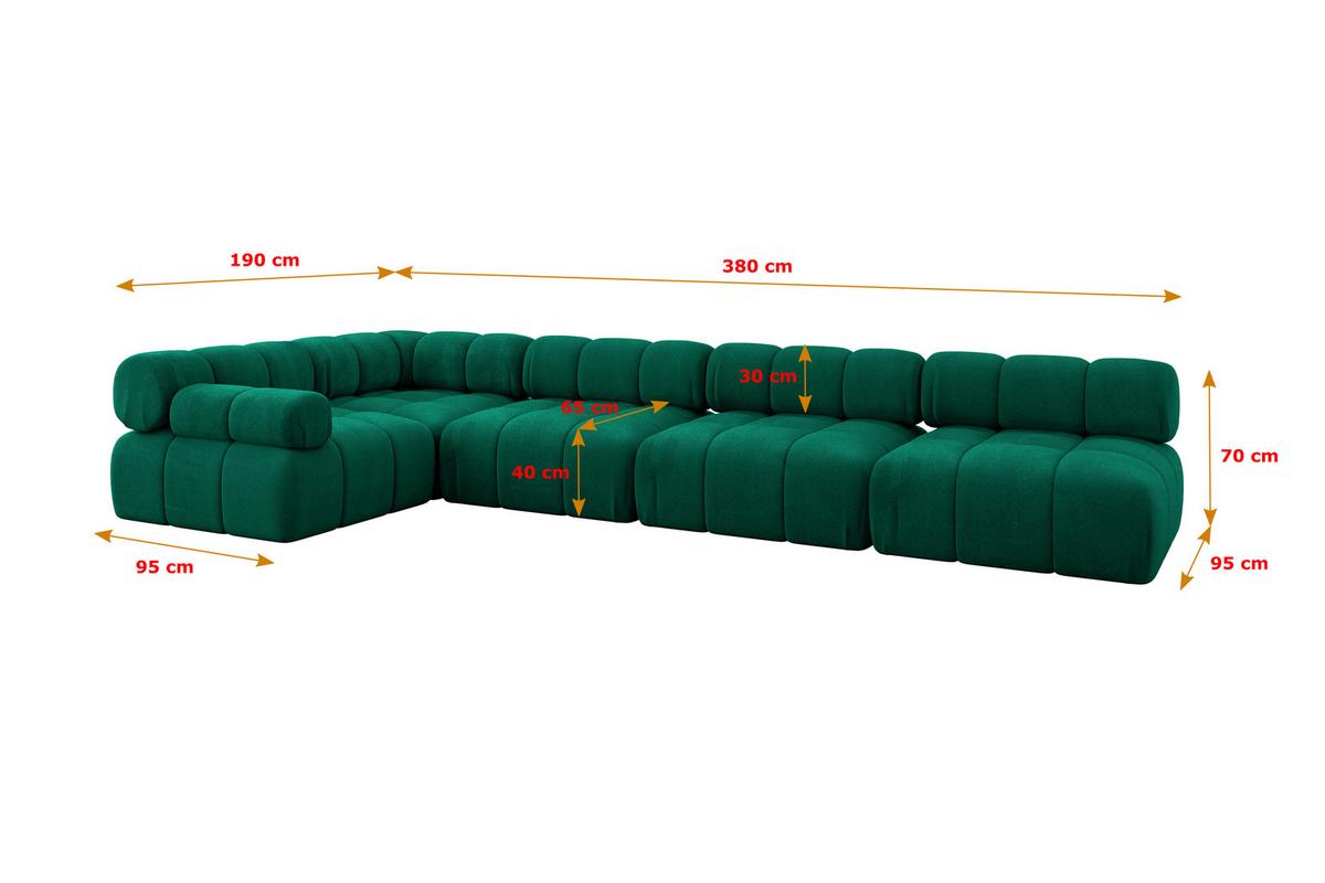 ECKSOFA modulares Sofa Mende-L3 - 380x190x70 cm Dunkelgrün Velours - Dunkelgrün, Holzwerkstoff/Textil (380/190cm) - ALTDECOR