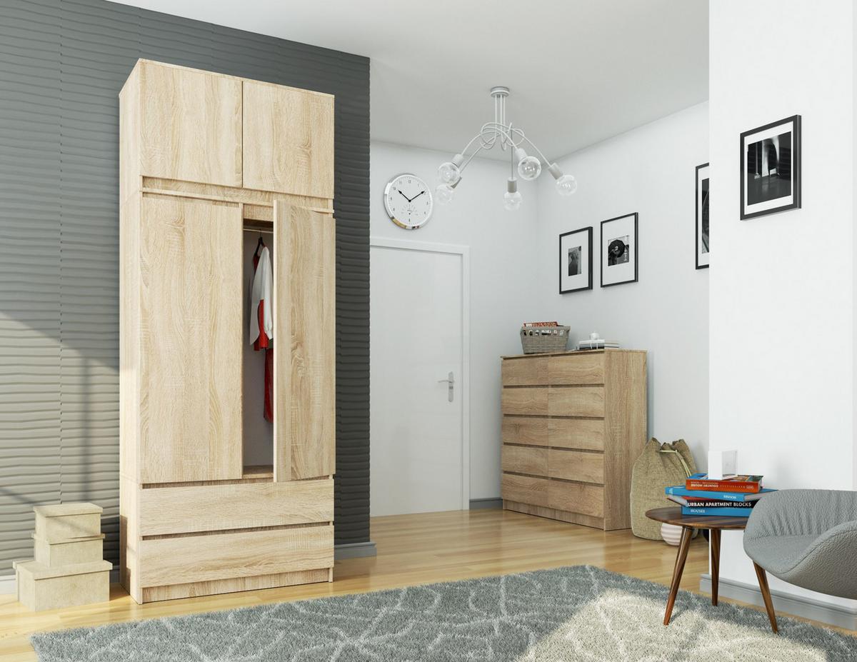 KLEIDERSCHRANK Eiche Sonoma 234/90/51 - Sonoma Eiche, Holzwerkstoff (90/234/51cm) - RAUMHIRSCH FURNITURE