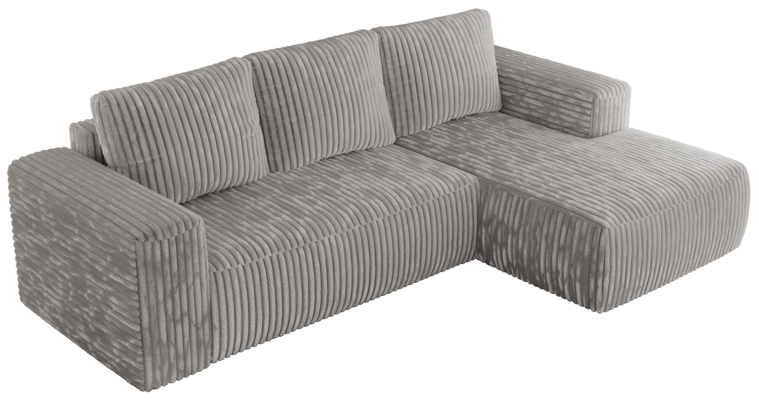 ECKSOFA TRENTINO L Hellgrau Cord - Rechts - Hellgrau/Schwarz, Kunststoff/Textil (164/266cm) - MKS