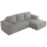 ECKSOFA TRENTINO L Hellgrau Cord - Rechts - Hellgrau/Schwarz, Kunststoff/Textil (164/266cm) - MKS