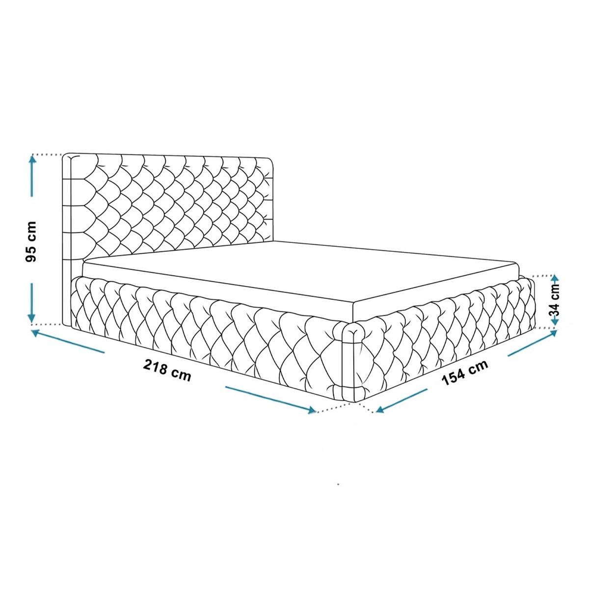 BETT 140x200 - Polsterbett mit Bettkasten und Metallrahmen - Elegant Betten - Glatter Kronos-Stoff - Kollektion Miami, Grün - Grün, Holz/Textil (140/200cm) - Alpi-Möbel
