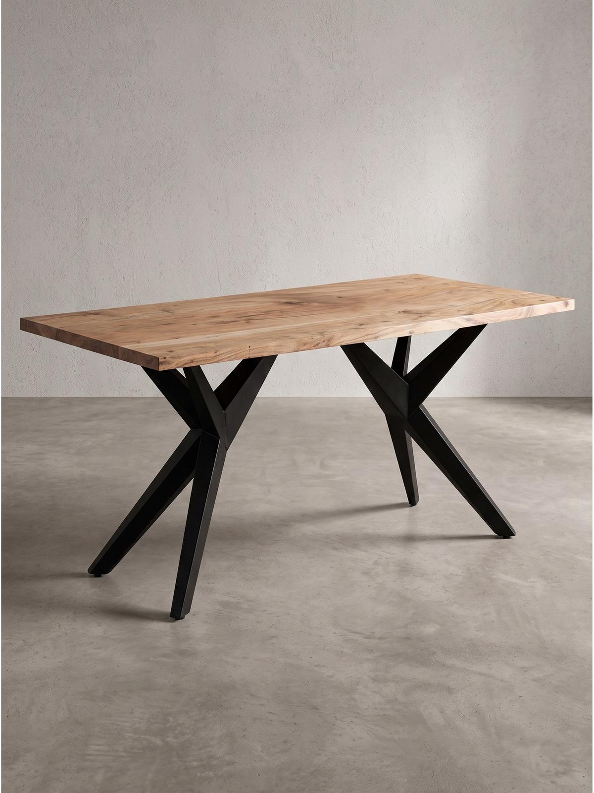 SCHREIBTISCH BLAVET, Akazie Massivholz, Akazie-Schwarz, 160 x 80 x 76 cm - Schwarz/Akaziefarben, Holz/Metall (80/160/76cm) - KADIMA DESIGN
