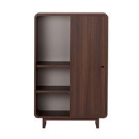 HOHE ANRICHTE 1 Tür 3 offenen Fächern mit abgerundeten Kanten 34/110/70 cm - Naturfarben, Holzwerkstoff (34/110/29cm) - Calicosy