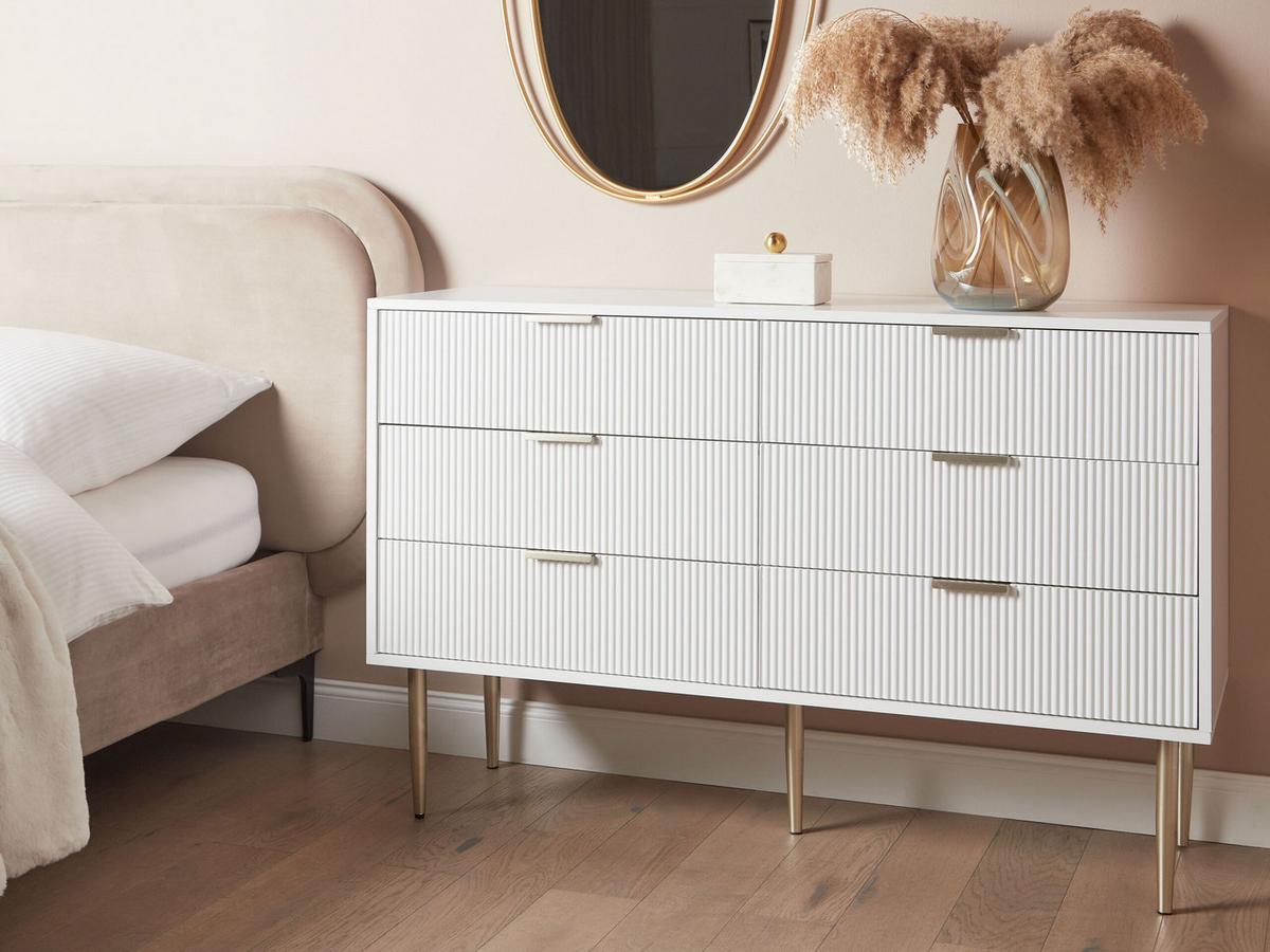 KOMMODE mit 6 Schubladen Weiß Soho - Weiß, Holzwerkstoff (120/78/40cm) - Beliani